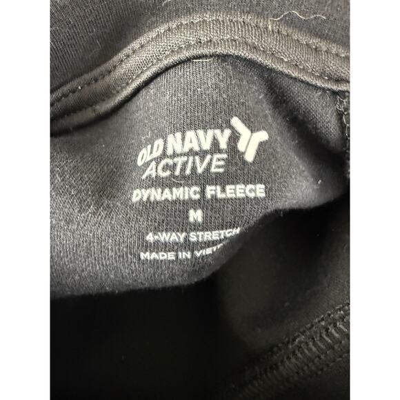 Old Navy Size M Dynamic Fleece Athleisure Hooded Sweater Black Short Sleeve - Picture 5 of 7